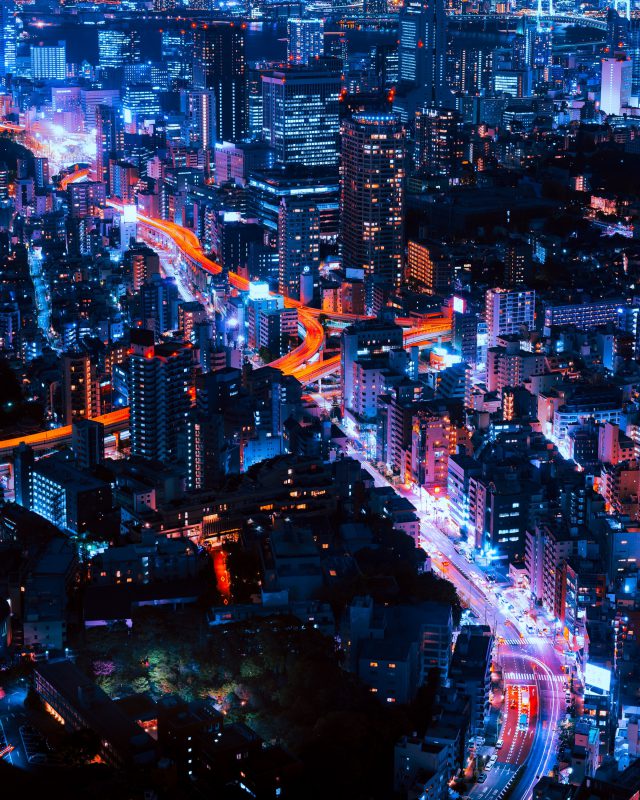 Absolutely stunning night view of Tokyo's streets from above.